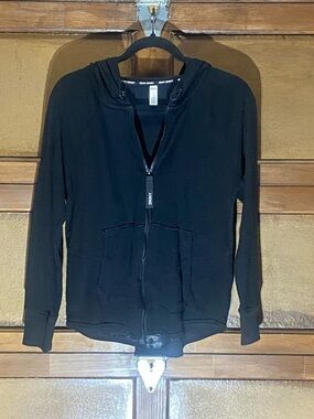DKNY Black Zip-Front Hooded Sweatshirt